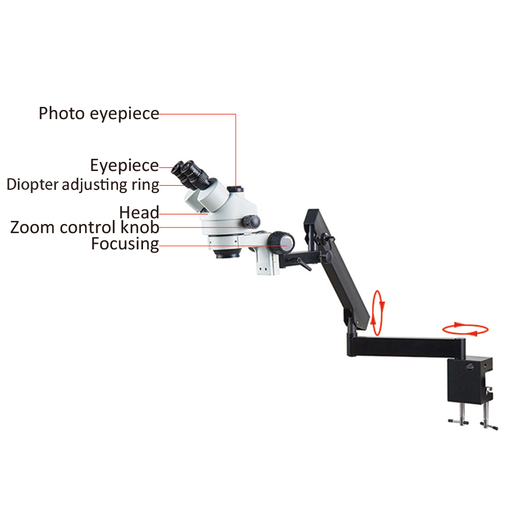 Adjustable Articulated Arm Fol - Trinocular Stereo Microscope 7X-45X recension och pris